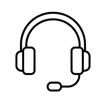 Support headset icon, black glyph vector symbol for web and app interface design