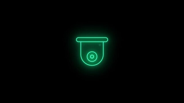 CC TV Camera icon design video animation. Neon lighting Security camera, security, CC camera, CC TV, digital security camera animation.