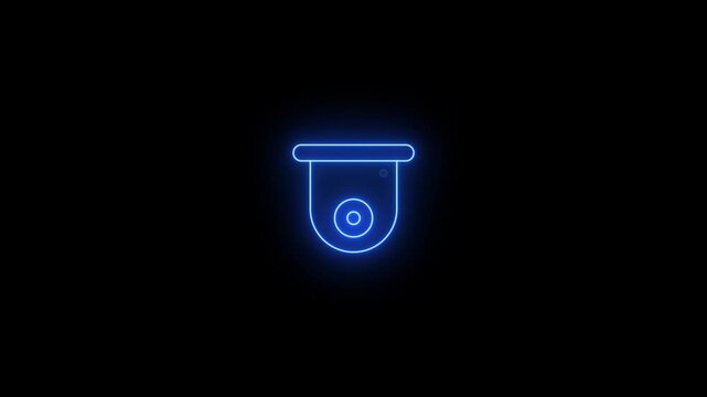 CC TV Camera icon design video animation. Neon lighting Security camera, security, CC camera, CC TV, digital security camera animation.