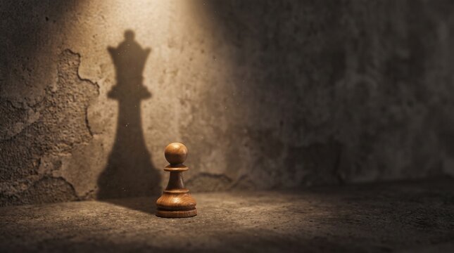 Chess Pawn Shadow Queen Strategy Concept