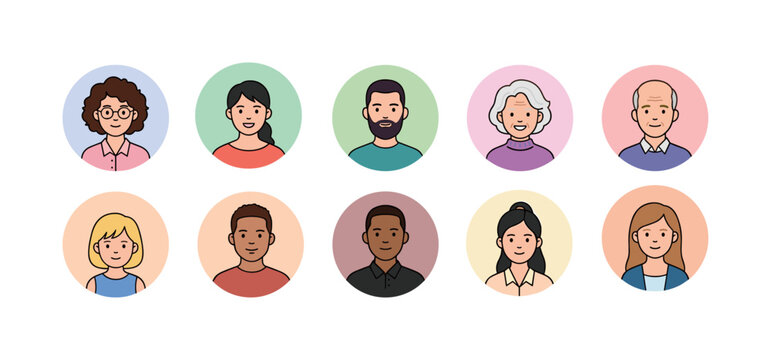 Diverse avatar icons set with multiple age groups and styles