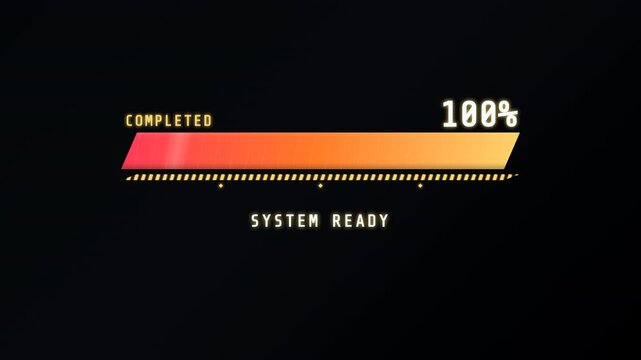 Futuristic progress bar animation showing charging status from zero to one hundred percent.