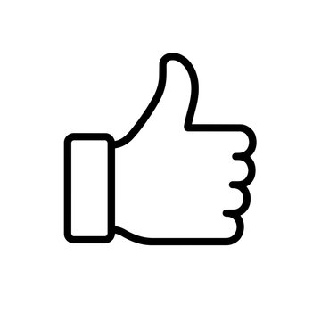 Thumb up icon, black glyph vector symbol for web and app interface design