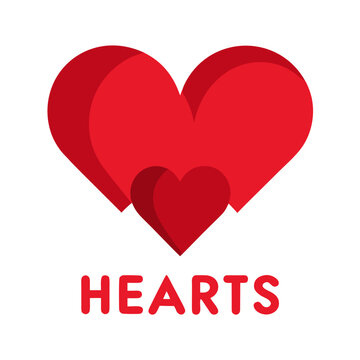 Colorful graphic illustration featuring three overlapping hearts symbolizing love and affection