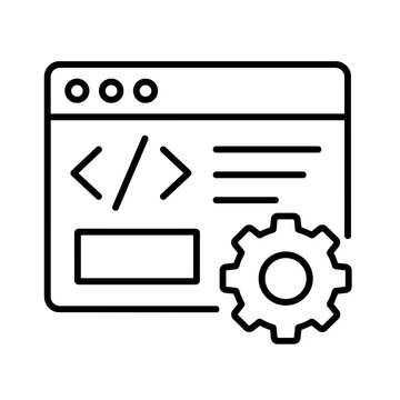 Web development icon, black glyph vector symbol for web and app interface design