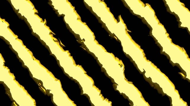 Abstract yellow fire stripes on black background, glowing flame pattern motion graphic, energetic diagonal light lines for vj loops