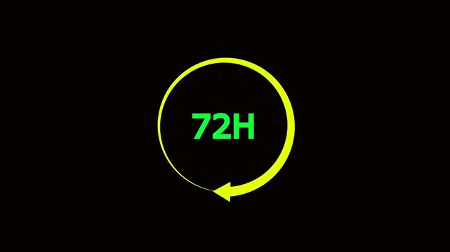 72 hours clock or time icon animation. Digital and analogy clock 72 hours isolated arrow clock on white background.