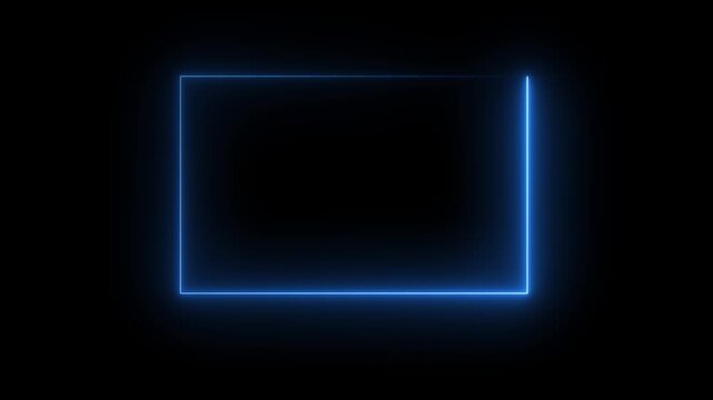 Neon glowing rectangular frame. Abstract glowing Neon light frame rectangle loading icon. Square rectangle picture frame animated moving neon. 4k