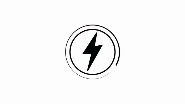 Neon glowing battery charging icon animation with neon circle. Neon power button icon colour glowing colourful animation in black background.4kvideo animation .