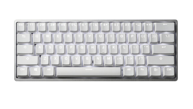 White Mechanical Keyboard Isolated on Transparent Background