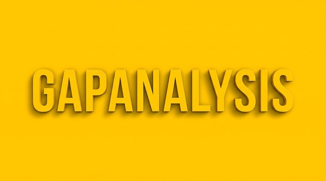 Gap analysis bold 3D text on yellow background, business strategy concept, corporate performance evaluation and planning
