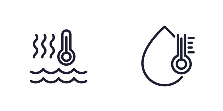 hot water temperature line icons