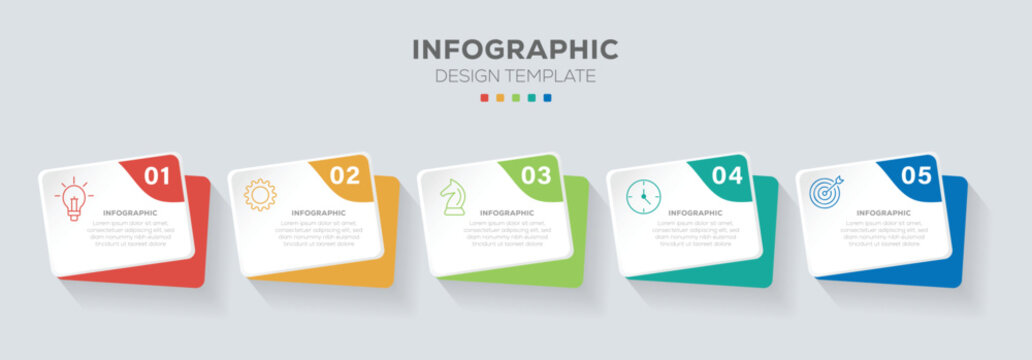 Presentation business infographic template vector. Six colorful graphic elements. Timeline design for brochure, presentation. Infographic design layout. Vector illustration.