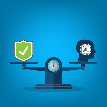 Artificial Intelligence Risk Assessment and Regulatory Compliance Concept with Balanced Scale	