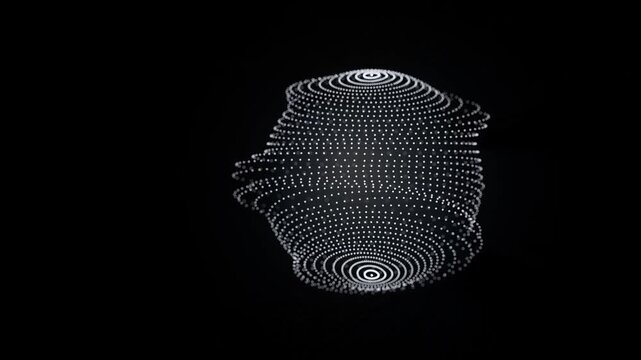 Abstract 3d sphere made of glowing white dots motion video