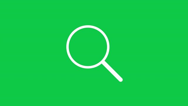 Search Magnifying Glass Exploration Tool Icon Animation on Green Screen