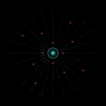 Abstract futuristic radial light rays with glowing dots motion video