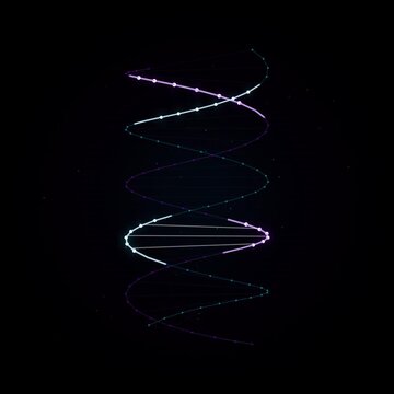 Abstract glowing digital dna double helix structure motion video