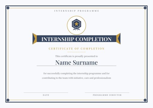 Internship completion certificate template corporate programme blank printable