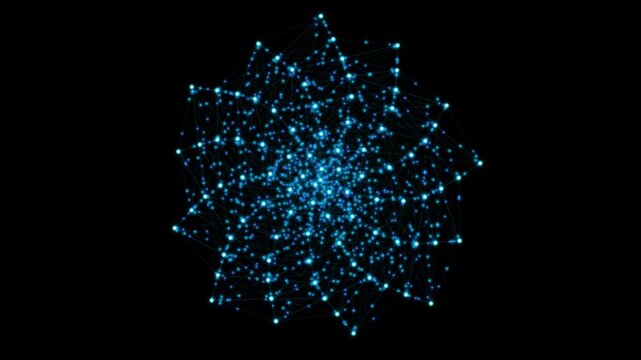 Abstract digital network connection with glowing blue nodes motion video
