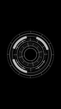 Target circle 2d HUD. Circle HUD head-up display interface for technology cyber and futuristic concept on transparant background, 4K video vertical