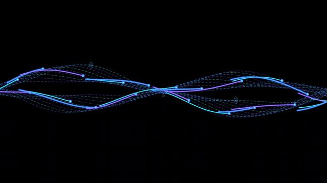 Fiber optic light streaks flowing through a pre-keyed invisible background with luminous data pulses for telecommunications marketing