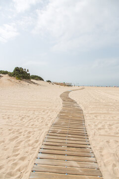 Pathway at the beach at Novo Sancti Petri, Chiclana, C&aacute;diz, Spain (vertical)