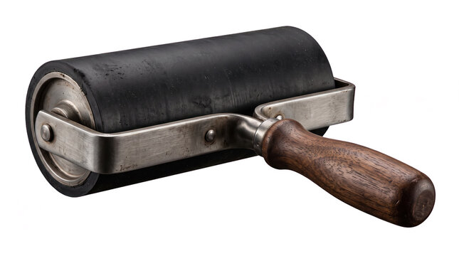 Heavy Ink Roller Brayer Printmaking Tool Cutout Isolated Photo