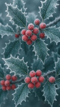 Frosted holly berries winter mobile wallpaper