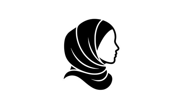 Muslim hijab woman black silhouette icon modest Islamic fashion vector illustration