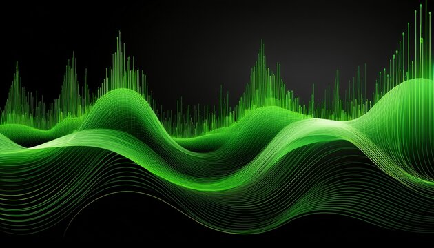 green sound wave on black background