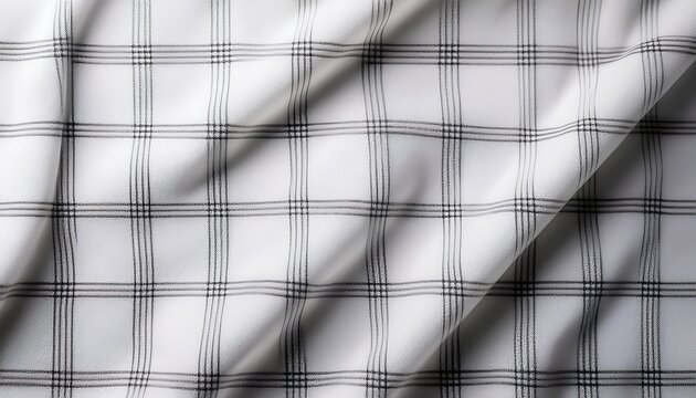 a sophisticated white tartan fabric display featuring a clean monochromatic pattern with delicate gray lines and a soft woven texture finish pattern backdrop elegant