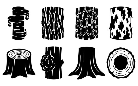 Untitled-448Tree Bark Texture Silhouette Vector Icon Set