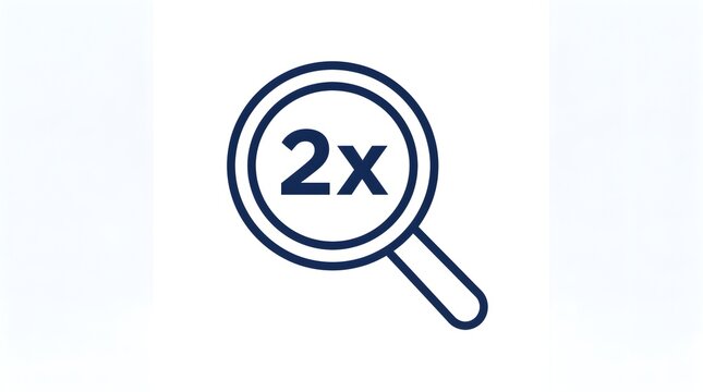 double zoom icon isolated on white, double zoom search icon isolated on white, 2x zoom magnifying glass icon, 2x magnification symbol black and white, zoom in 2x magnifier icon