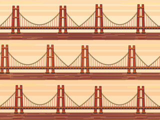 Fototapeta premium Bold Suspension Bridge Landscape Over Rippling Water