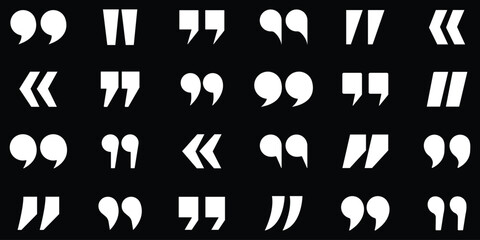 Obraz premium Quotation Marks and Punctuation Icon Set with Comma, Apostrophe, Parenthesis, and Speech Quote Symbols. quotation mark double quote icon set vector. Set of quote mark icons isolated .