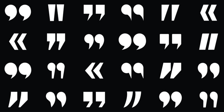 Quotation Marks and Punctuation Icon Set with Comma, Apostrophe, Parenthesis, and Speech Quote Symbols. quotation mark double quote icon set vector. Set of quote mark icons isolated .