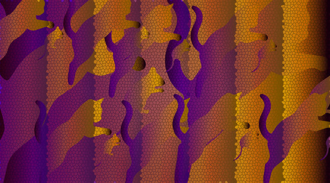 Cat Silhouettes Abstract Striped Pattern Vector Red Background for Pet Lovers