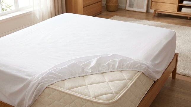 Stretched Too Thin: Fitted Bed Sheet With One Corner Sprung Off The Mattress