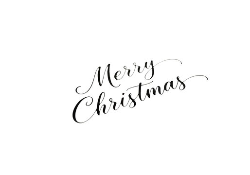 Elegant merry christmas calligraphy script lettering isolated on transparent background