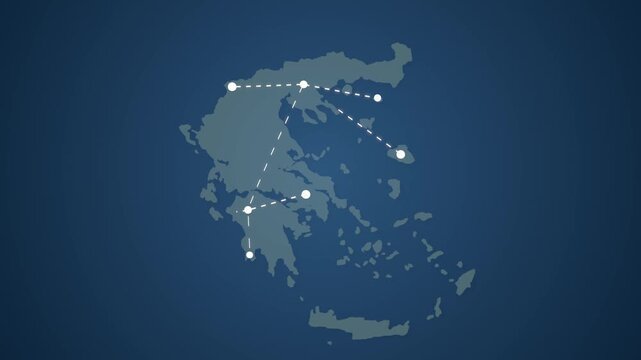 Greece Communication Network with Signals Connecting Multiple Locations