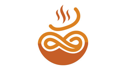 Fototapeta premium Minimalist noodle bowl logo with infinity symbol and steam