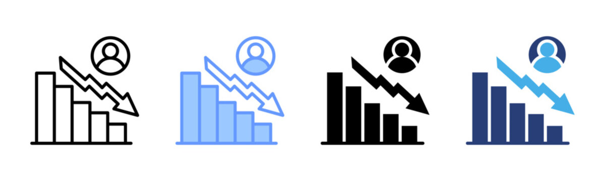 Churn Rate icon set multiple style collection