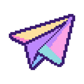PNG Pixelated colorful paper airplane