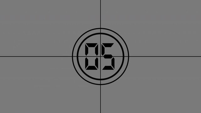 Retro Countdown Animation 10 Seconds Countdown From Ten To Zero (retro projector style). 4K Animation.