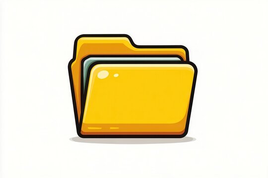 Stacked yellow file folders on white background clean design
