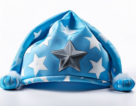 blue star pajama hat resting isolated on white background