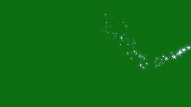 4k Magic light star line effect on green screen background, white glowing fairy sparkle burst, twinkling stars, shimmering glitter particles, magical dust trail, fantasy transition overlay
