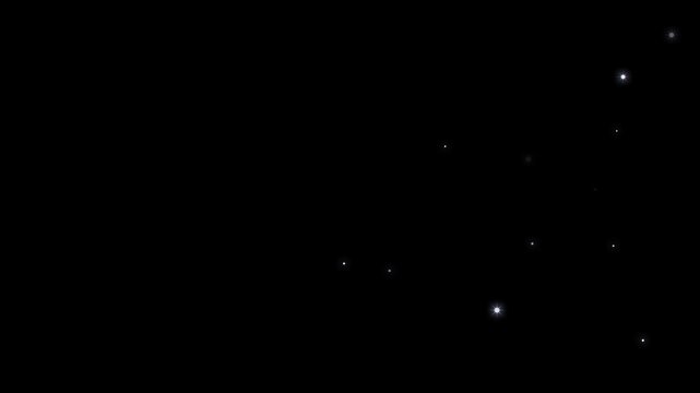 White sparkle glitter star trail with magical fairy dust glow, twinkling starlight particles, 2d glowing doodle stars, shimmer line animation on black screen, shining twinkle  transition. 4k