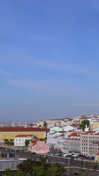 Panoramic view of Lisbon cityscape, historic Alfama neighborhood and Tagus River
